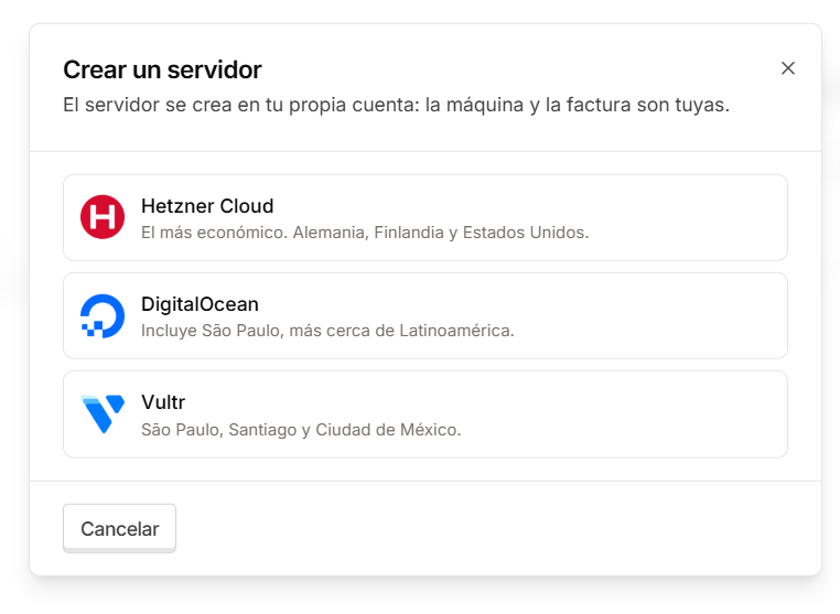 Pick the provider and the region.