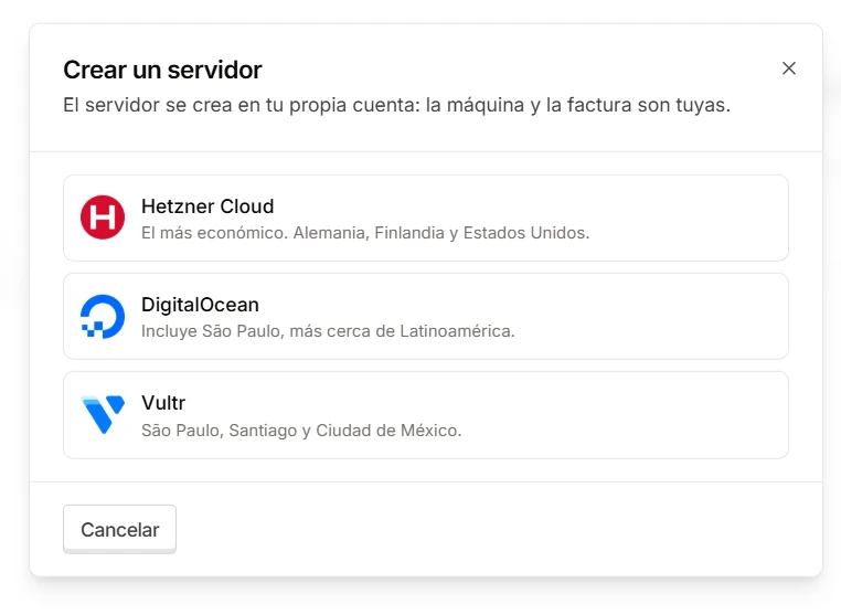 Pick the provider and the region.